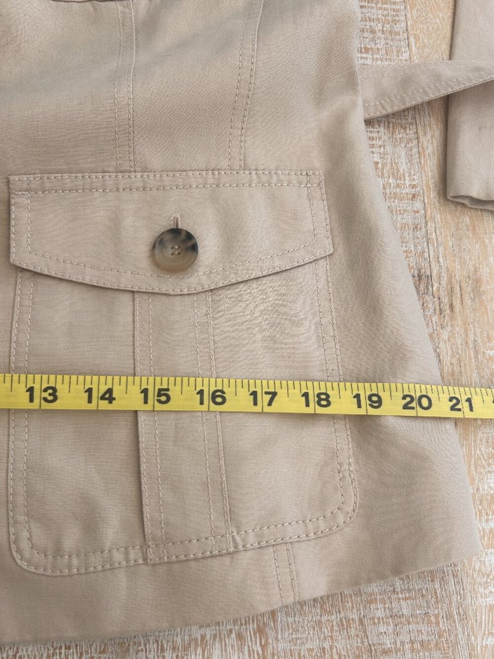Ann Taylor Lined Safari Utility Jacket Beige/Tan/Creme Linen Cotton Size 8 - Picture 10 of 10